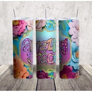 Floral Tumbler with Straw